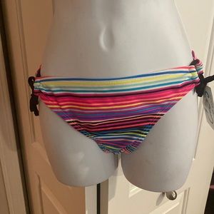 California Waves Curves Striped Bikini Bottoms Medium New Side Ties 4/25